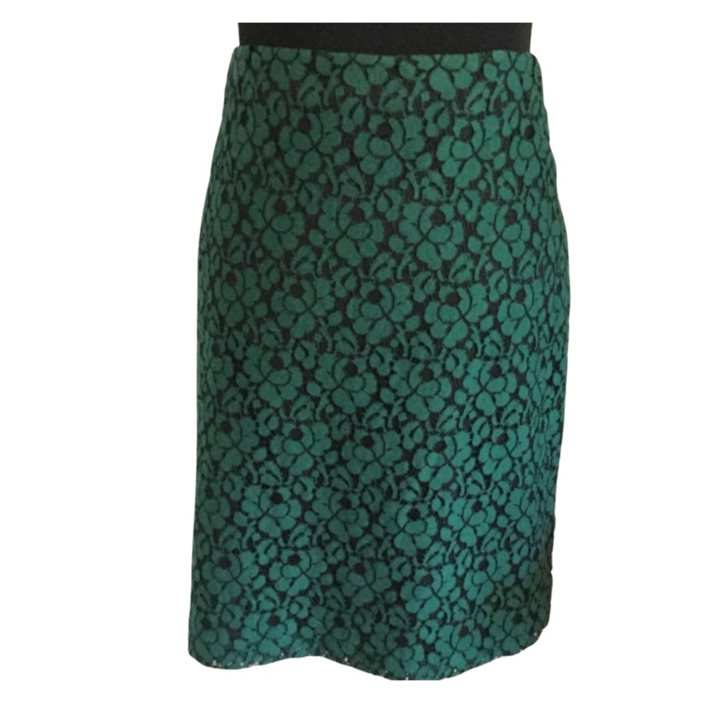Green/Black Lace Overlay Skirt